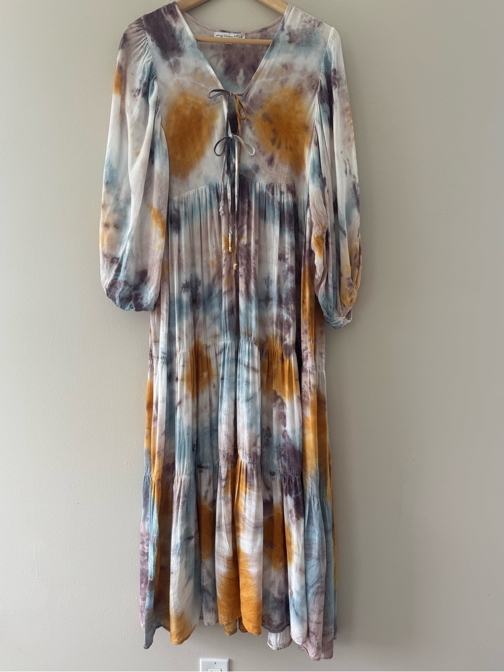 Young Fabulous and Broke Dawn Tiered Tie Dye Small Dress Fall Hippie Flowy Venus